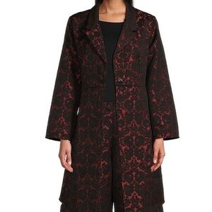 NWT BRYN WALKER brocade holiday rose embossed fit and flare Coat size XS/S